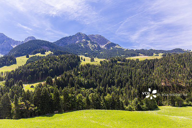 瑞士夏季阿尔卑斯山风光图片素材