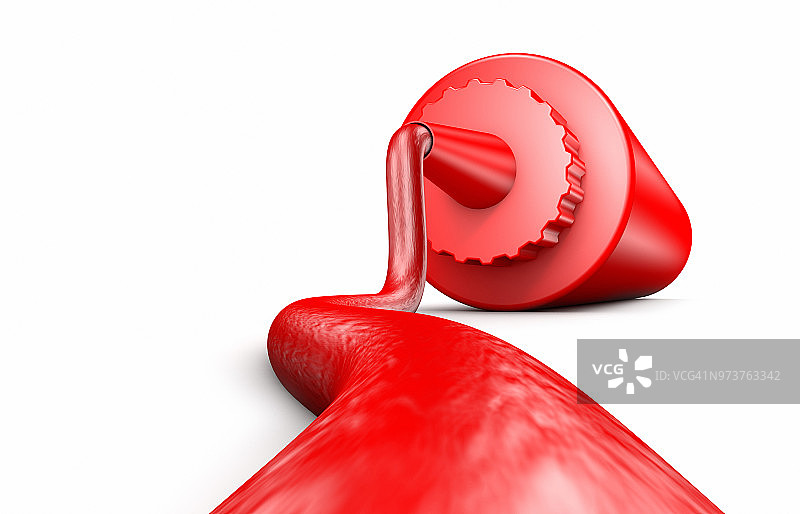 白色背景上的红色番茄酱瓶图片素材