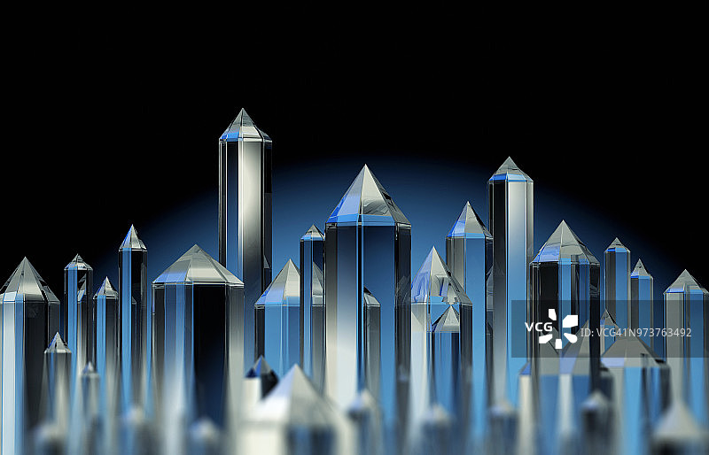 一簇透明石英晶体图片素材