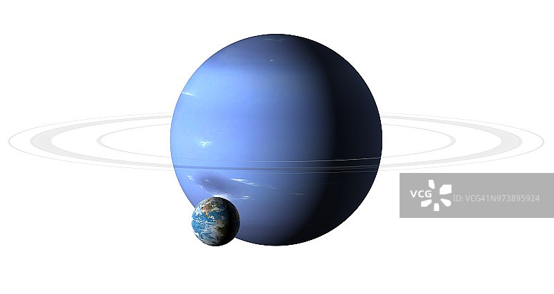 地球与海王星对比插图图片素材