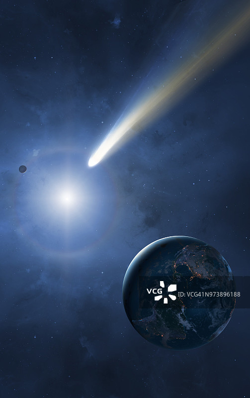 彗星与地球插画图片素材
