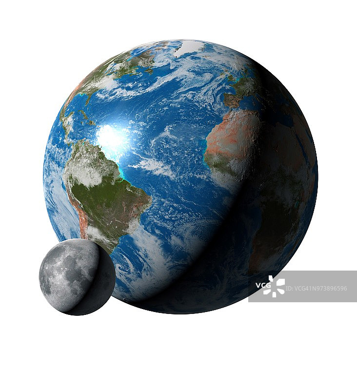 地球与月球对比插图图片素材