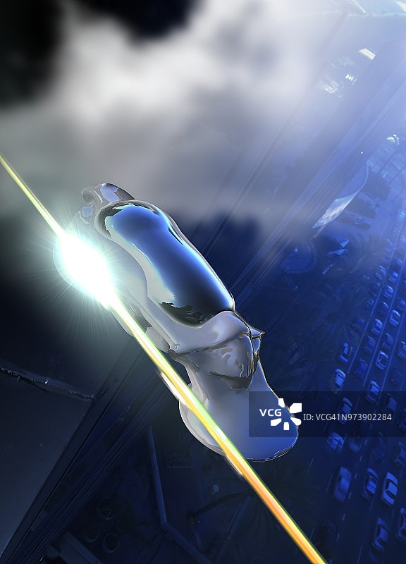 未来飞行汽车插画图片素材