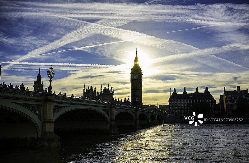 日落下的威斯敏斯特宫图片素材