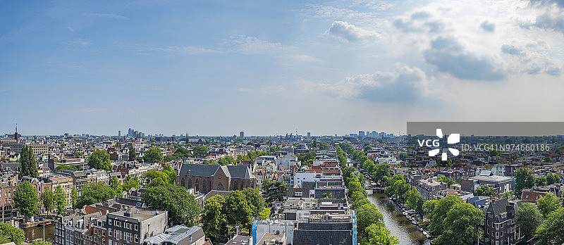 阿姆斯特丹运河春季全景图片素材