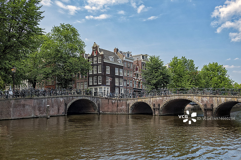 阿姆斯特丹的春季景色与著名运河图片素材