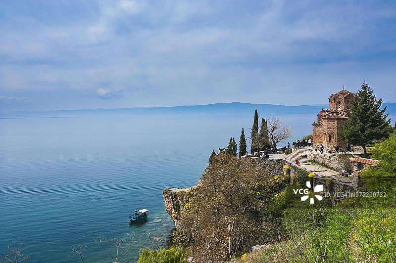 奥赫里德湖的圣约翰卡内奥教堂，联合国教科文组织世界遗产图片素材
