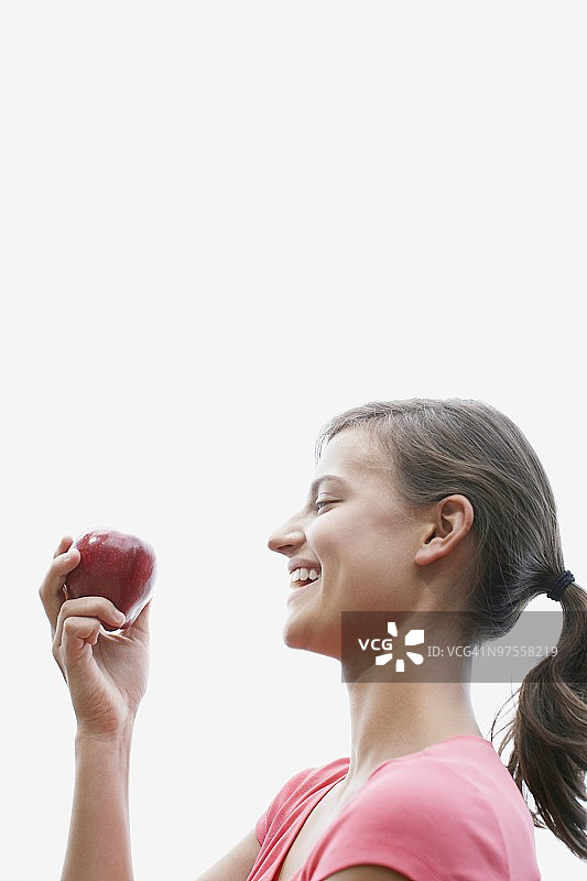 女人吃苹果图片素材