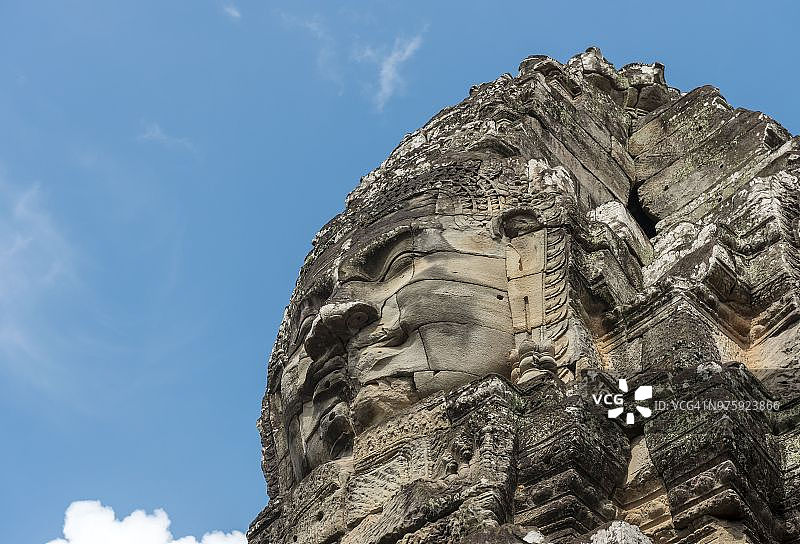 柬埔寨吴哥通王城巴戎寺的观音菩萨石像图片素材