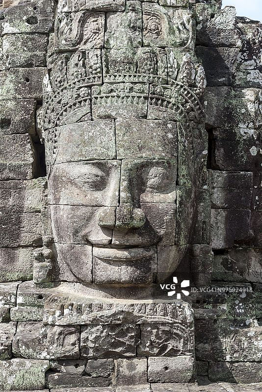 柬埔寨吴哥通王城巴戎寺的观音菩萨石像图片素材