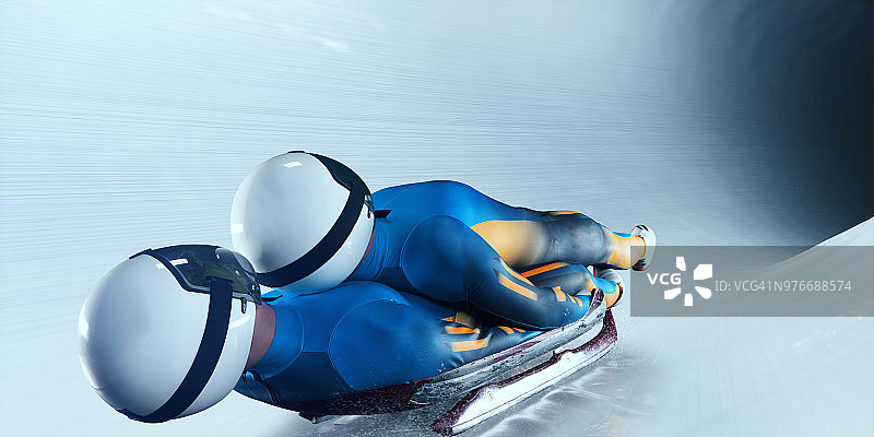 男子双人雪橇图片素材