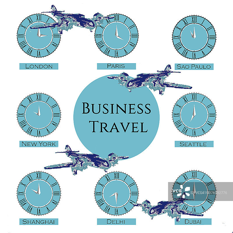 商务旅行时区时钟图片素材