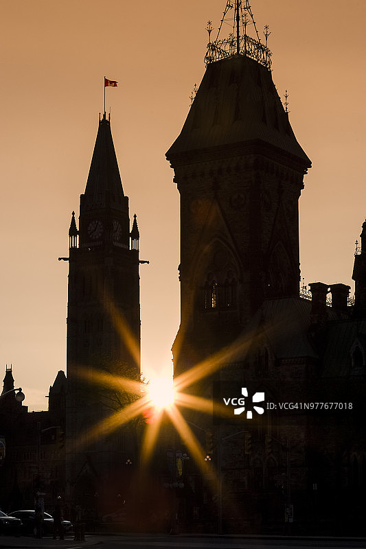 加拿大渥太华议会大厦日落图片素材