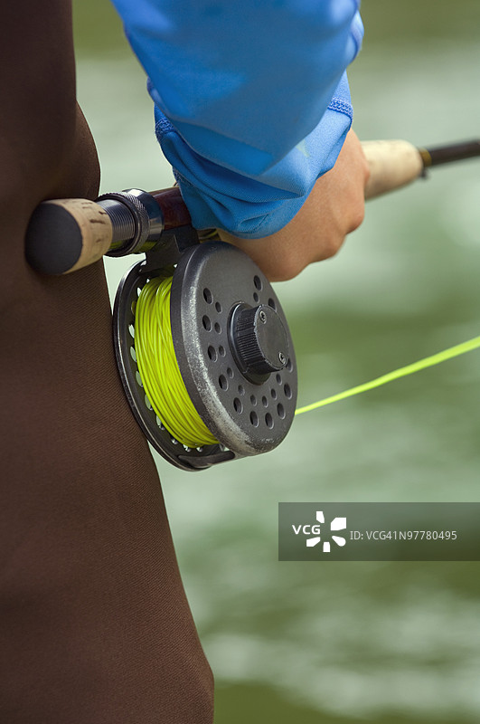 飞钓竿和卷线器手柄，加拿大阿尔伯塔省诺德格图片素材