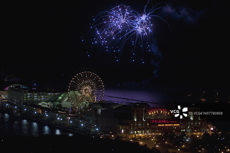烟花，芝加哥，伊利诺伊州，美国图片素材