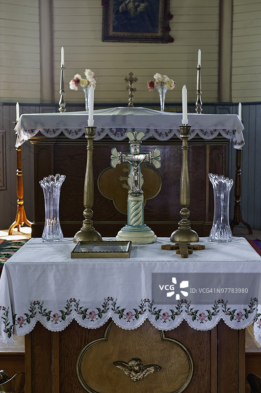 祭坛，圣弗拉基米尔乌克兰希腊东正教堂，乌克兰文化遗产村，埃德蒙顿图片素材