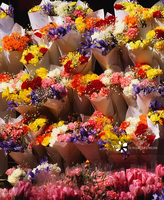 都柏林，爱尔兰，都柏林县，格拉夫顿街，鲜花图片素材