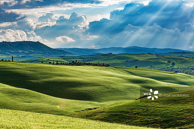 来自意大利托斯卡纳瓦尔德奥西亚的阳光明媚的风景图片素材