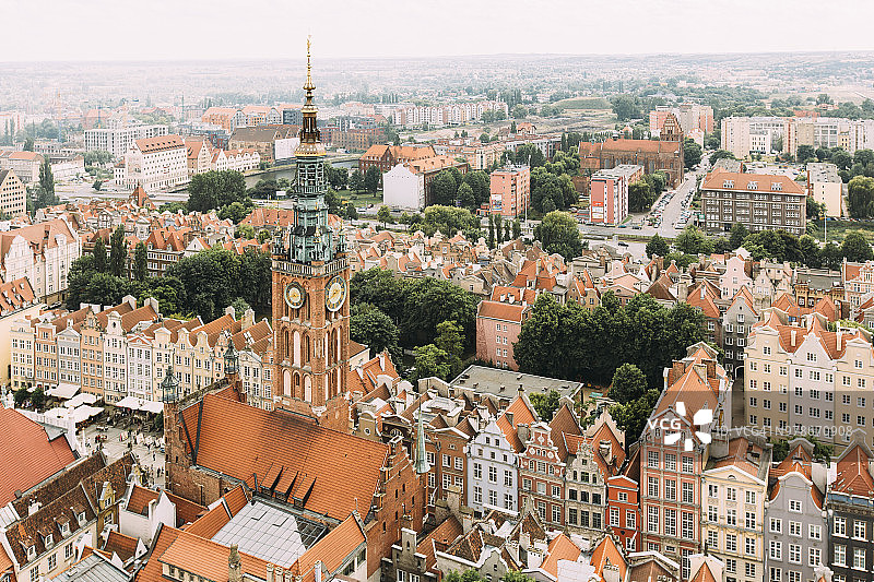 波兰格但斯克市区的鸟瞰图图片素材