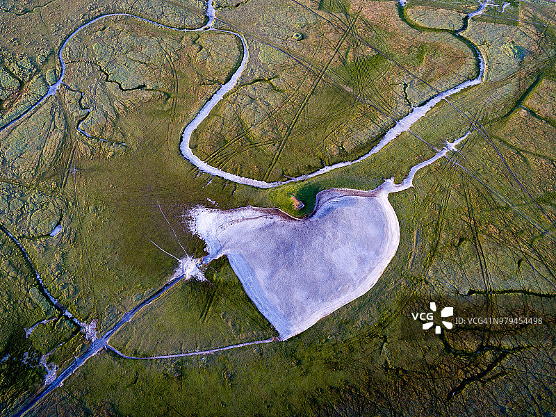 从天空看法国：圣米歇尔山之心图片素材