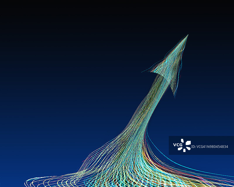 光迹形成一个向上的箭头图片素材