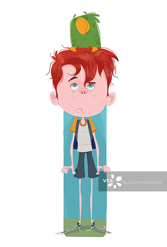 男孩与鹦鹉图片素材