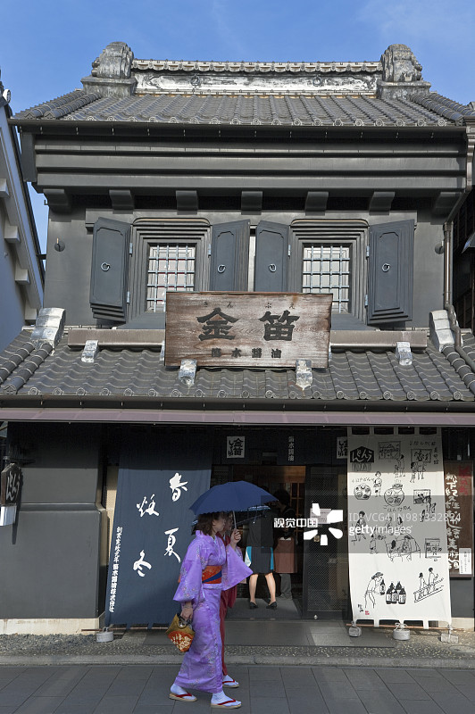 日本川越一番街老城区的仓库街道景观图片素材