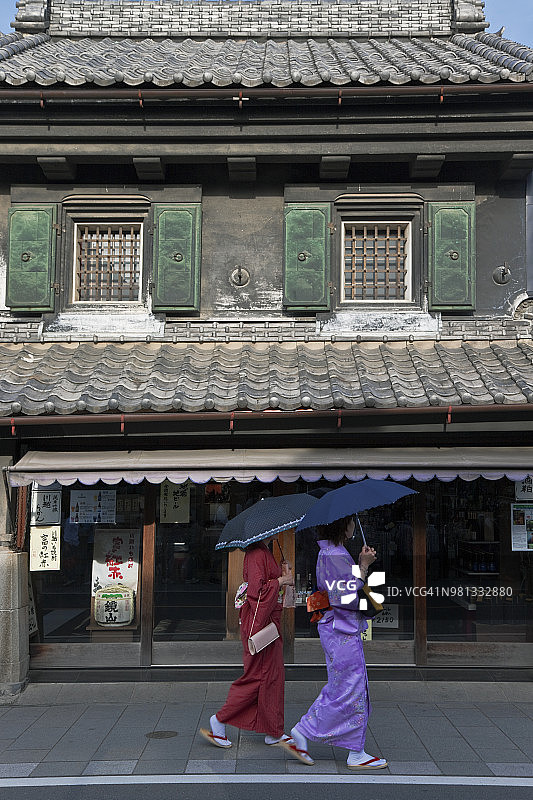 日本川越一番街老城区的仓库街道景观图片素材