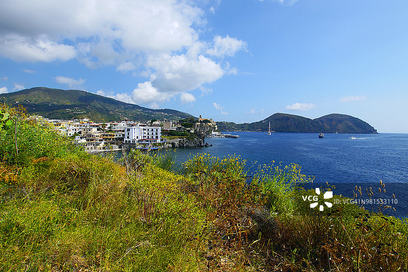 利帕里岛滨海科尔塔全景图片素材