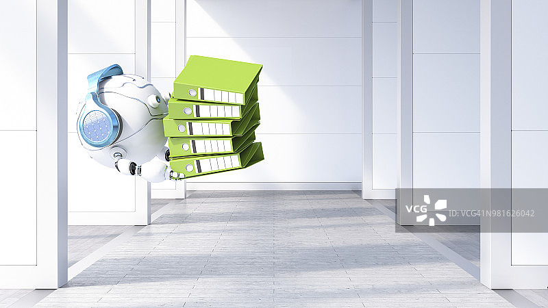机器人无人机携带文件堆栈，3D渲染图片素材