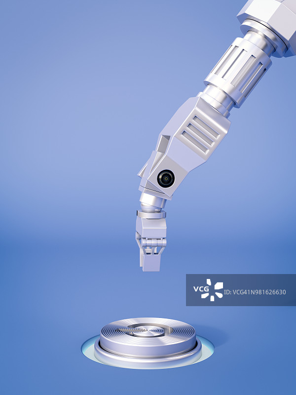 抓斗爪推动按钮，3D渲染图片素材