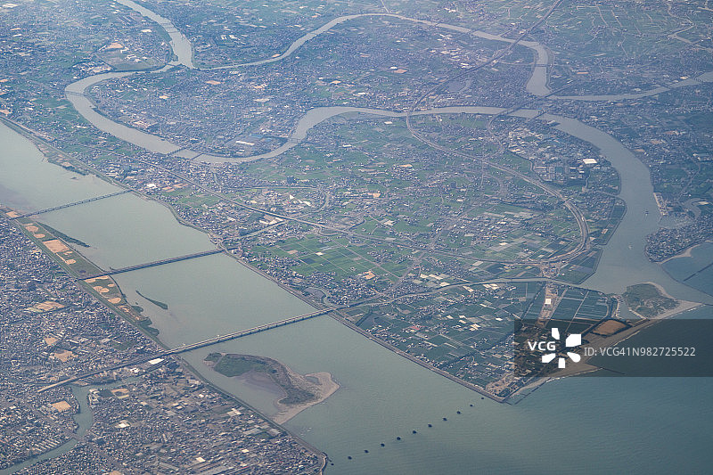 日本德岛市吉野川航拍日景图片素材