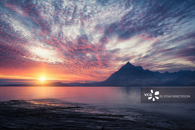 苏格兰斯凯岛高地埃尔戈尔日落图片素材