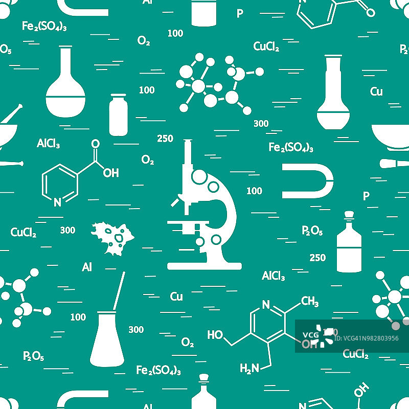 无缝模式:科学、教育要素。图片素材