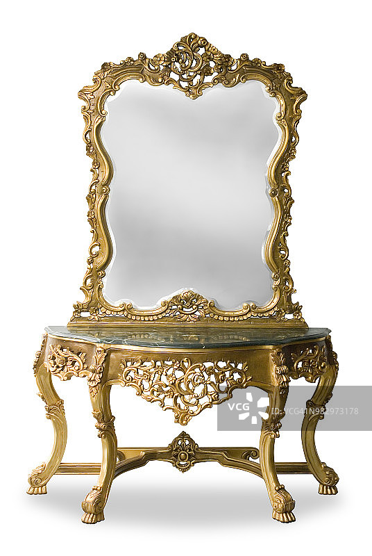 仿古金色镜子家具图片素材