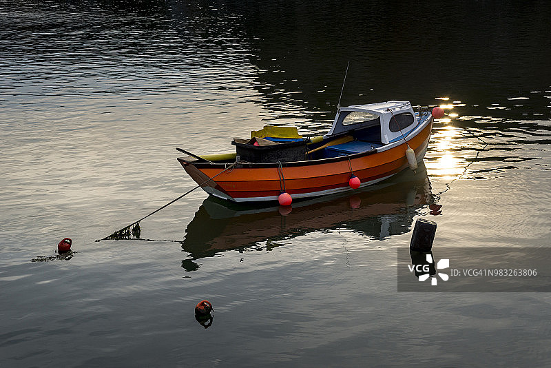 英格兰北约克郡斯泰兹港的小渔船图片素材