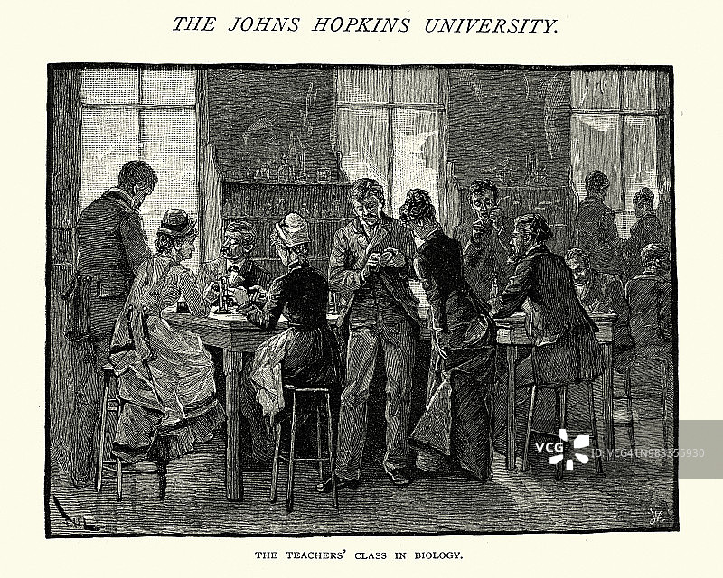 约翰斯·霍普金斯大学19世纪生物课图片素材