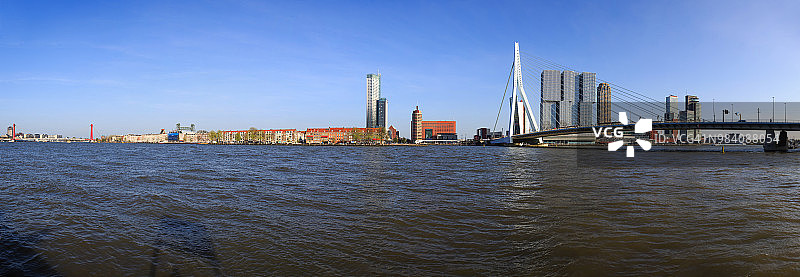 鹿特丹天际线与伊拉斯谟桥全景图片素材
