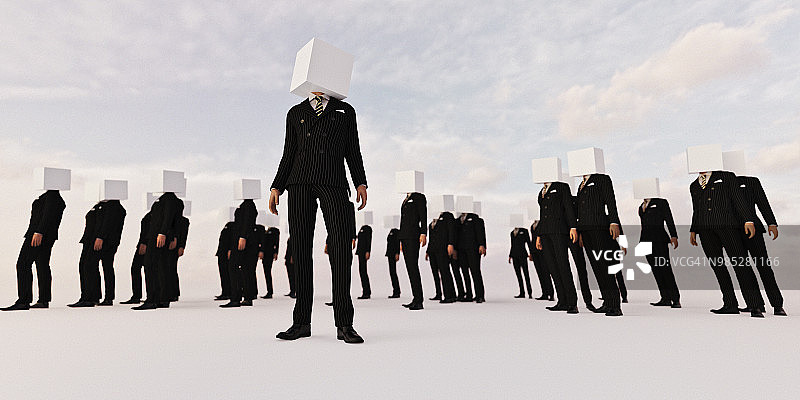 立方体头的商人图片素材