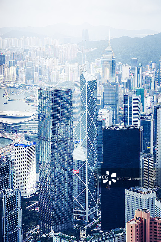 香港维多利亚港沿岸的金融区图片素材