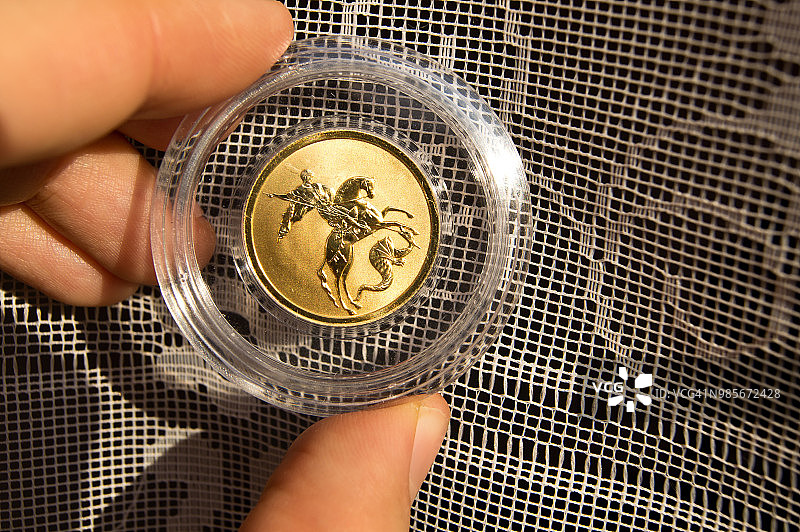 俄罗斯金币（圣乔治战胜者）特写图片素材