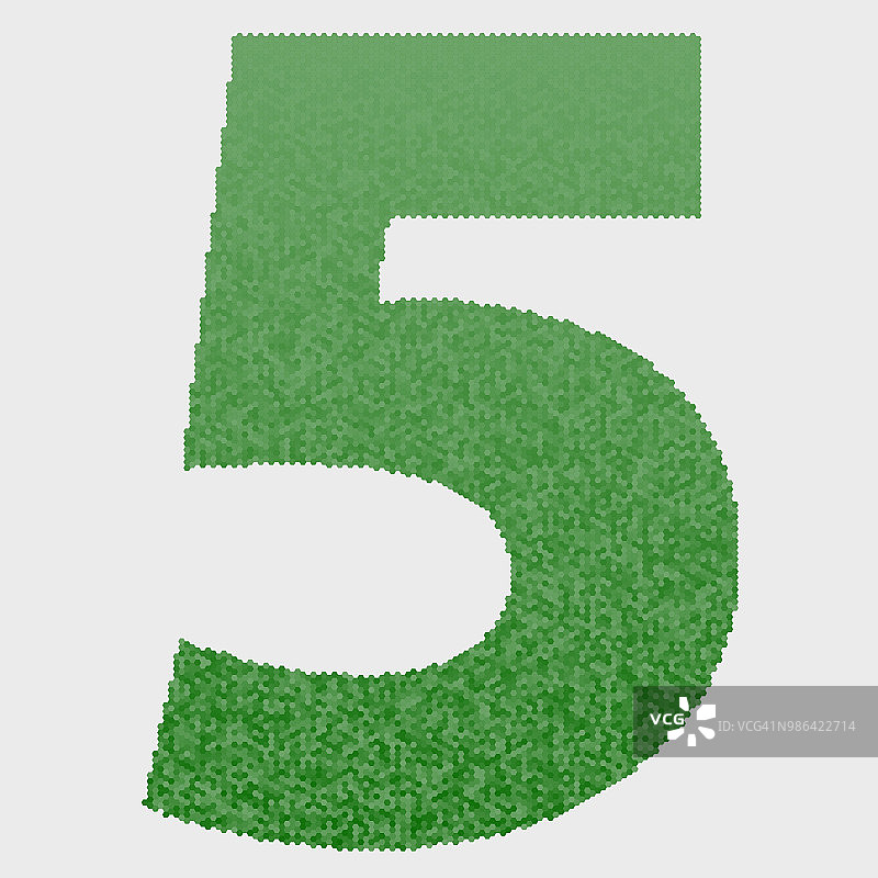 绿色六边形图案数字5图片素材