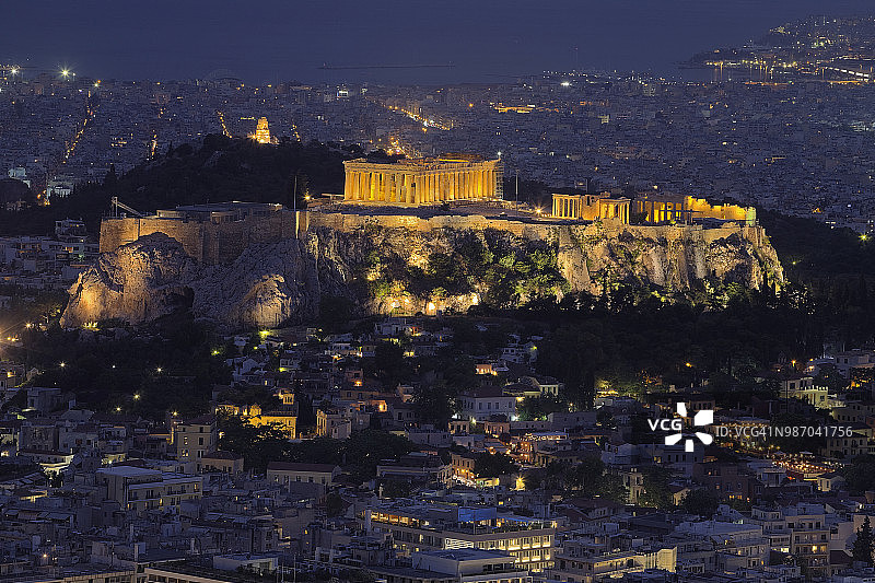 从利卡维托斯山看雅典卫城，希腊图片素材