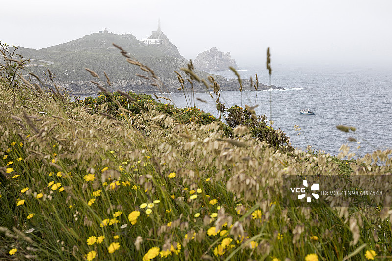 西班牙加利西亚卡马里尼亚斯维兰灯塔图片素材