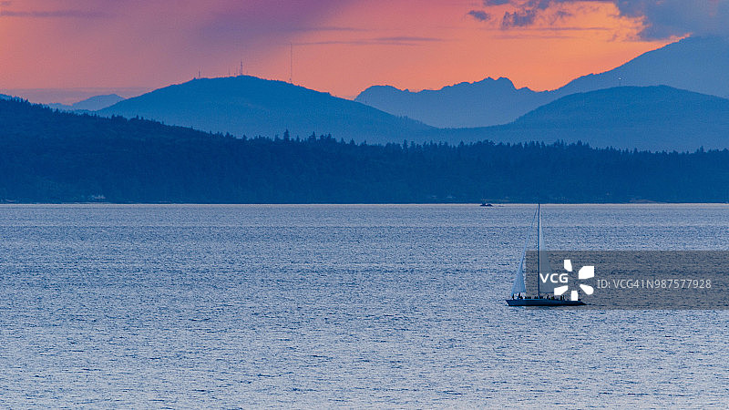 西雅图日落图片素材