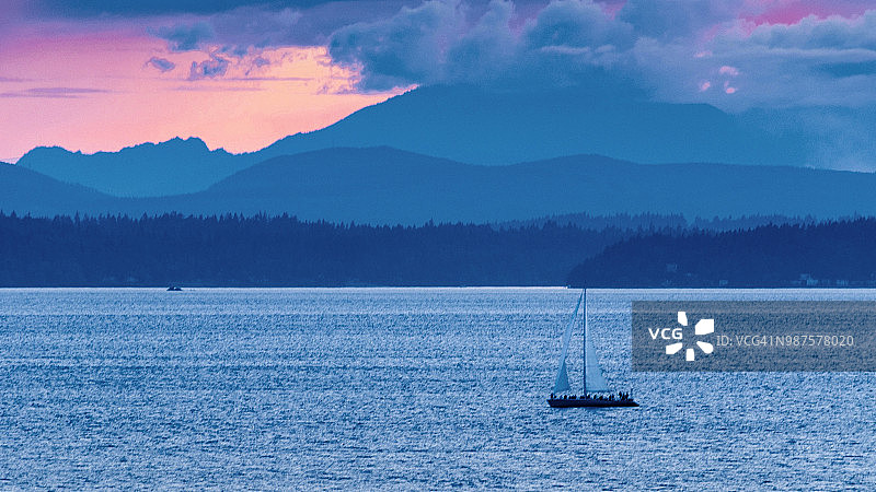 西雅图日落图片素材