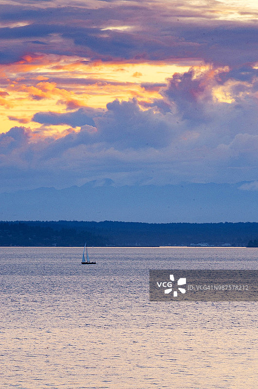 西雅图日落图片素材