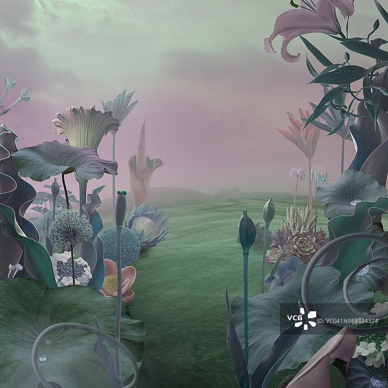 超现实花园背景图片素材