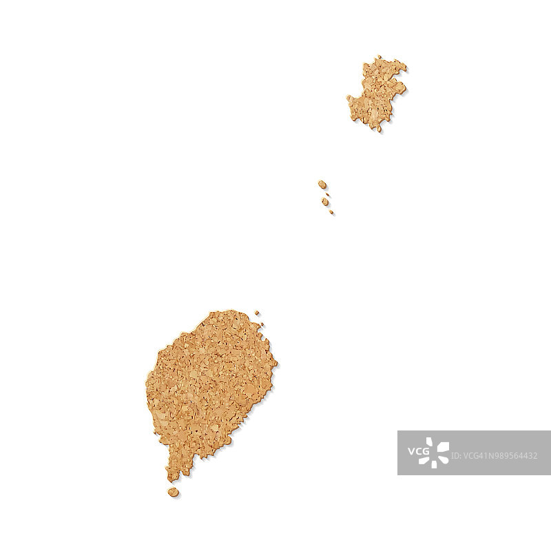 白色背景上软木板纹理的圣多美和普林西比地图图片素材