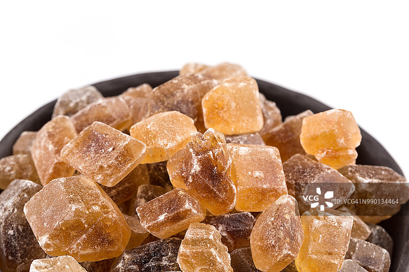 白色背景碗中蔗糖图片素材